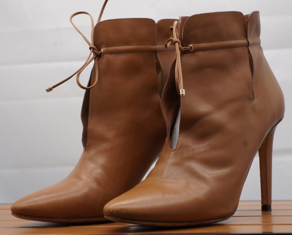 Jimmy Choo Shoes - Jimmy Choo Womens Leather Pointed Toe Up Ankle Boots Brown Size 38.5/ 8.5